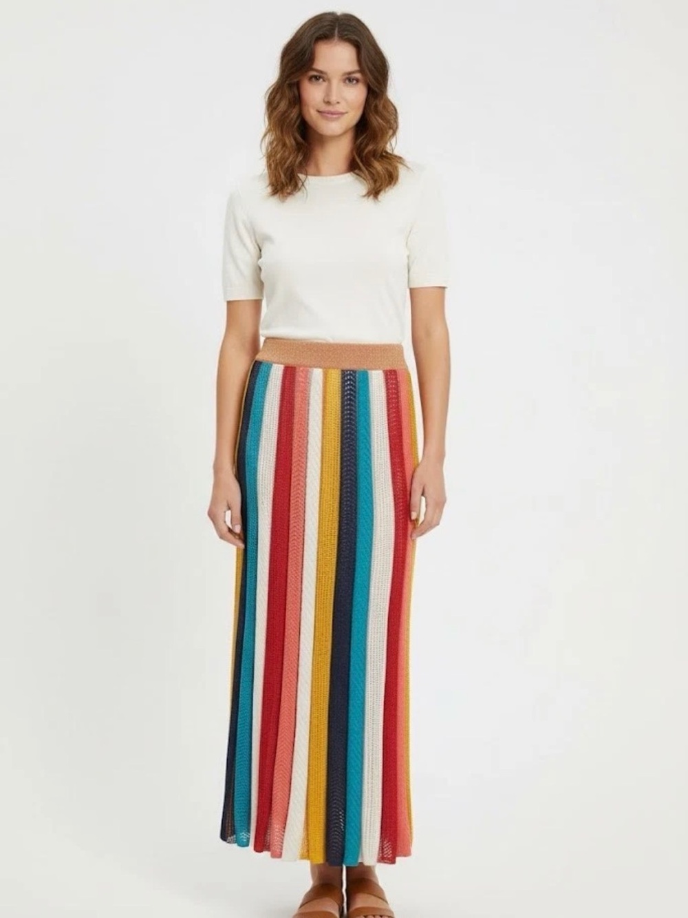 NWT Farm Rio Metallic Knit Stripe Skirt - Picture 3 of 10